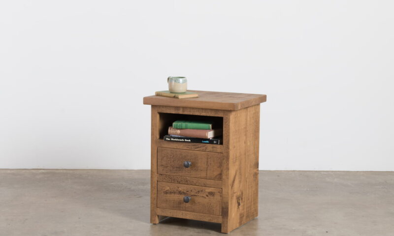 2 Drawer Bedside Table : Mill Sawn Pine