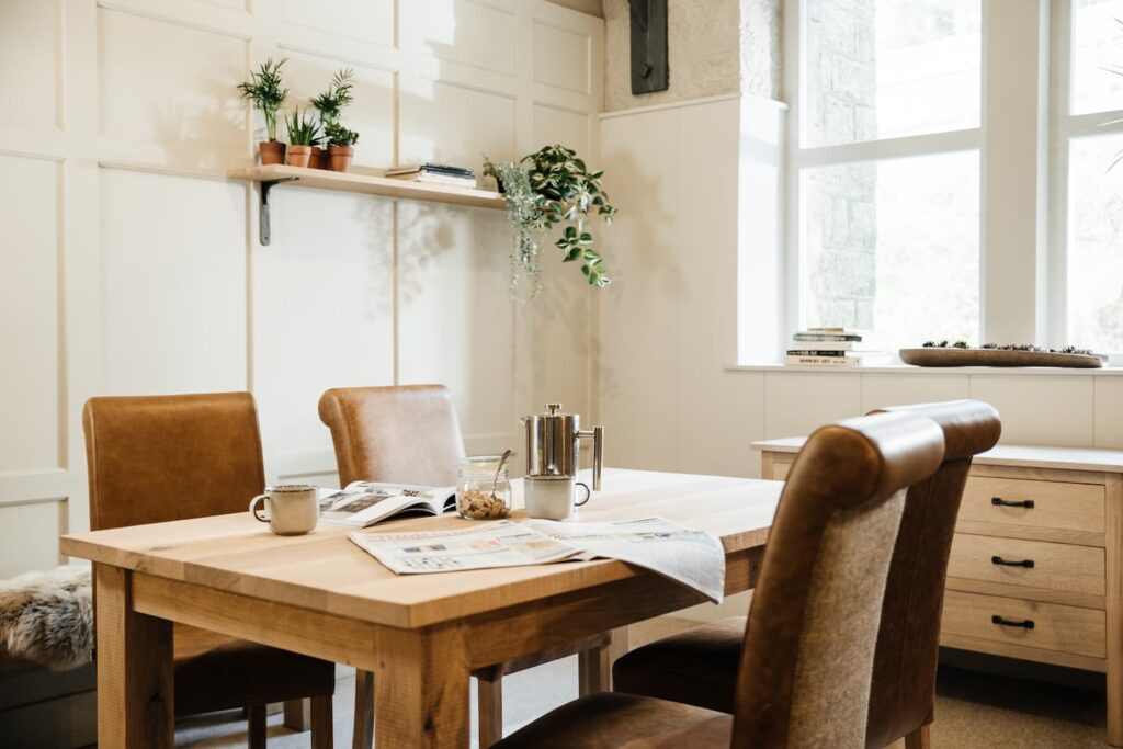 wood plank dining table